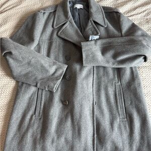 Calvin Klein Men's Gray Double-Breasted Coat